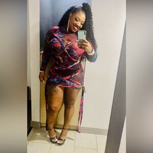 Colorful Abstract Long Sleeve Dress